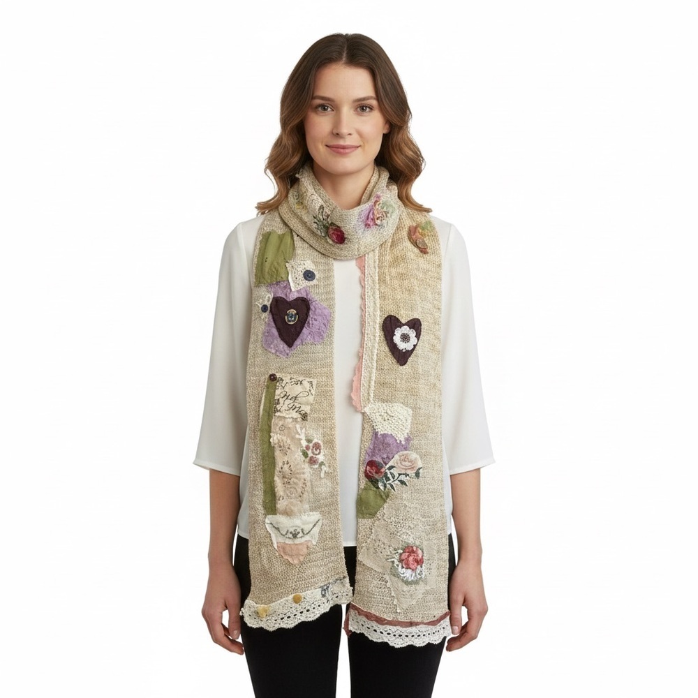 Artisan Patchwork Textile Art Scarf